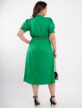 Vestido Midi Chambray Denim Com Botões Verde