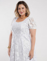 Vestido Midi De Renda Decote Princesa Branco