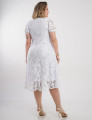 Vestido Midi De Renda Decote Princesa Branco
