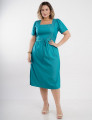 Vestido Midi Poliviscose Denim Com Pesponto Verde 