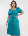Vestido Midi Poliviscose Denim Com Pesponto Verde 