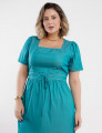 Vestido Midi Poliviscose Denim Com Pesponto Verde 
