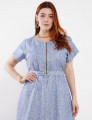 Vestido Midi Algodão Com Poliéster Azul 