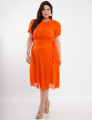 Vestido Midi Chiffon Textura Com Lurex Laranja