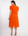 Vestido Midi Chiffon Textura Com Lurex Laranja