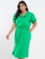 Vestido Midi Linho Viscose Com Zíper Verde