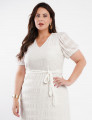 Vestido Longo Malha Spandex Jacquard Branco