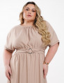 Vestido Midi Crepe Com Argola Cintura Bege 