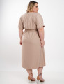 Vestido Midi Crepe Com Argola Cintura Bege 