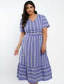 Vestido Midi Algodão Bordado Lilás 