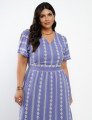 Vestido Midi Algodão Bordado Lilás 