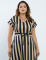 Vestido Curto Pontoroma Listrado Com Cinto Preto