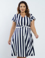 Vestido Curto Pontoroma Listrado Com Cinto Marinho