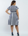 Vestido Curto Pontoroma Listrado Com Cinto Marinho