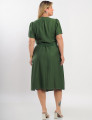 Vestido Midi Crepe Pesponto Com Cinto Musgo