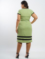 Vestido Midi Malha Canelada Bicolor Verde 
