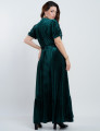 Vestido Longo Veludo Com Cinto Verde 