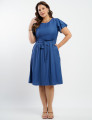 Vestido Curto Poliviscose Com Cinto Azul