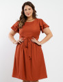 Vestido Curto Poliviscose Com Cinto Telha