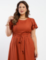 Vestido Curto Poliviscose Com Cinto Telha