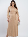 Vestido Longo Alfaiataria Twill Listrado Bege 