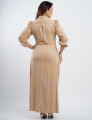 Vestido Longo Alfaiataria Twill Listrado Bege 