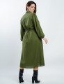 Vestido Midi Chemise Misto Com Cinto Elástico Musgo