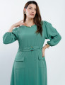 Vestido Longo Alfaiataria Com Cinto Verde 