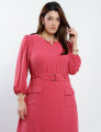 Vestido Longo Alfaiataria Com Cinto Rosa