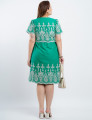 Vestido Curto Algodão Com Bordado Barrado Verde 