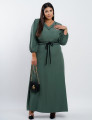 Vestido Longo Com Cinto Transpassado Musgo
