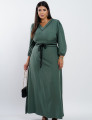 Vestido Longo Com Cinto Transpassado Musgo