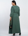 Vestido Longo Com Cinto Transpassado Musgo