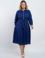 Vestido Midi Linho Misto Com Pesponto Marinho