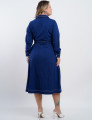 Vestido Midi Linho Misto Com Pesponto Marinho