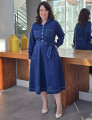 Vestido Midi Linho Misto Com Pesponto Marinho