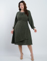 Vestido Midi Linho Poliéster Risca De Giz Musgo