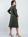 Vestido Midi Linho Poliéster Risca De Giz Musgo