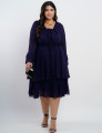 Vestido Curto Chiffon Com Babado Marinho