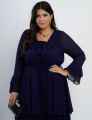Vestido Curto Chiffon Com Babado Marinho