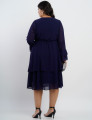 Vestido Curto Chiffon Com Babado Marinho