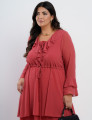 Vestido Curto Chiffon Com Babado Rosé