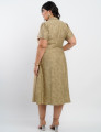 Vestido Midi Viscose Com Textura Bolso Musgo