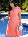 Vestido Midi Alfaiataria Com Vivo Salmão 