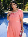 Vestido Midi Alfaiataria Com Vivo Salmão 