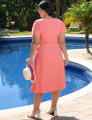 Vestido Midi Alfaiataria Com Vivo Salmão 