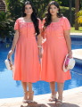 Vestido Midi Alfaiataria Com Vivo Salmão 