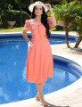 Vestido Midi Alfaiataria Com Vivo Salmão 