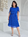 Vestido Curto Chiffon Plissado Com Bordado Azul 