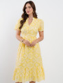 Vestido Midi Lasie Algodão com Botões  Amarelo